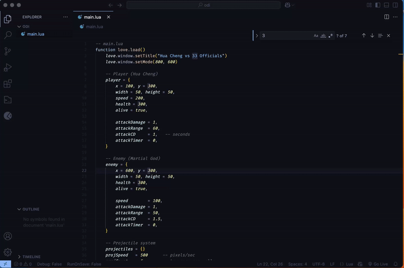 prototype of the game