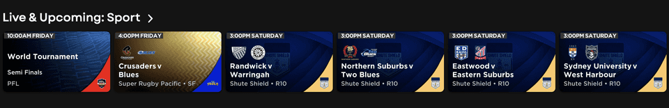 A preview of the live & upcoming feed on platform