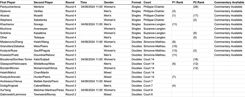 an example of what the match information format would look like in the xlsx file